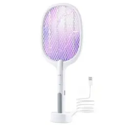 Produktbild: BELLALICHT Elektrische Fliegenklatsche Extra Stark, 2 in 1 Elektro Mückenklatsche USB Wiederaufladbar, Mückenvernichter UV Mückenlampe Elektrischer Fliegenfänger Insektenfalle mit Ladestation