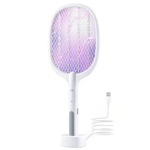 Produktbild: BELLALICHT Elektrische Fliegenklatsche Extra Stark, 2 in 1 Elektro Mückenklatsche USB Wiederaufladbar, Mückenvernichter UV Mückenlampe Elektrischer Fliegenfänger Insektenfalle mit Ladestation