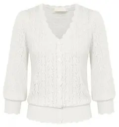 Produktbild: Belle Poque Damen Bolero Festlich 3/4 Arm V-Ausschnitt Strickjacke Kurz Cardigan Elegant Elfenbein XL