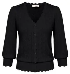Produktbild: Belle Poque Damen Bolero Festlich 3/4 Arm V-Ausschnitt Strickjacke Kurz Cardigan Elegant Schwarz XL