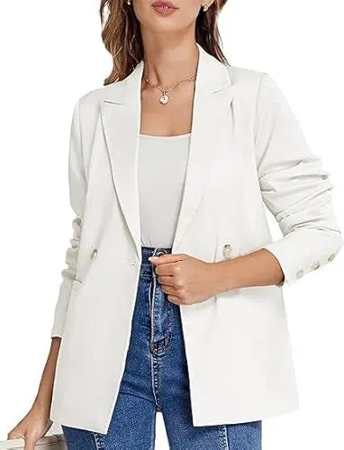 Produktbild: Belle Poque Damen Casual Blazer Mantel Langarm Button Down Label Kragen Blazer Jacke mit Taschen