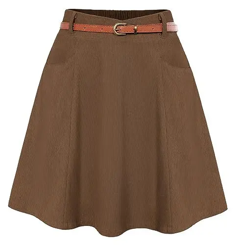 Produktbild: Belle Poque Plus Größe Frauen A-Linie Minirock Basic Solid Farbe vielseitig Swing Party Rock Braun BP0828-02 2XL