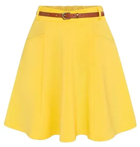 Produktbild: Belle Poque Rock für Damen Frauen hohe Taille A-Linie Swing dehnbar vielseitig Minirock Club Party Rock Gelb BP0956-04 XXL