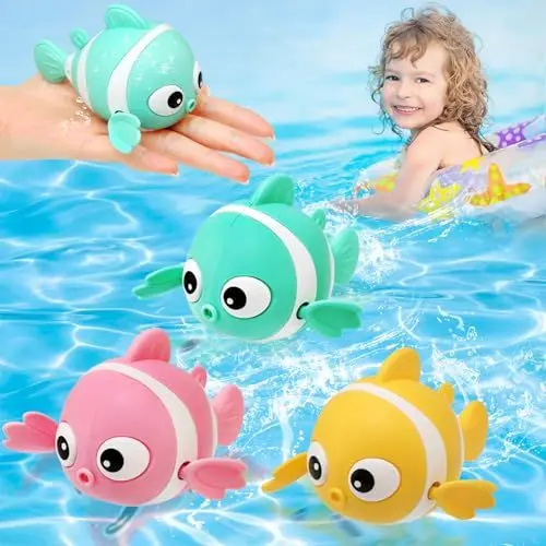 Produktbild: BelleStyle Baby Badespielzeug, Badewannenspielzeug für Kinder Ab 1 2 3 4 Jahr, Wasserspielzeug Clownfisch Uhrwerk Schwimmbad Aufzieh Badewanne Bad Spielzeug Geschenk für Kleinkinder Mädchen Junge