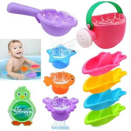 Produktbild: BelleStyle Badewannenspielzeug ab 1 2 3 4 Jahr, 10 Stück Badespielzeug Baby Schimmelfrei, Wasserspielzeug Kinder, Schwimmendes Pool Badewanne Spielzeug Geschenke für Kleinkinder Mädchen Junge