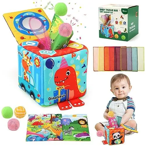 Produktbild: BelleStyle Tissue Box Baby Spielzeug 6 Monate, Montessori Spielzeug für Kleinkind, Tücherbox Sensorik Spielzeug Baby Motorikspielzeug Lernspielzeug Geschenke für Kinder Jungen Mädchen 0-12 Monate