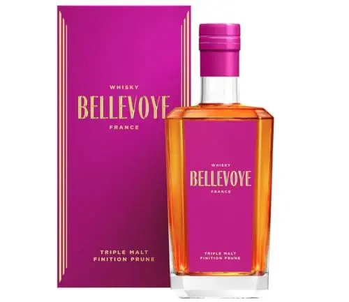 Produktbild: BELLEVOYE - Whisky Triple Malt - Französischer Whisky Bellevoye Prune - Doppelte Goldmedaille Concours Mondial de Bruxelles 2022-43% Alkohol - Herkunft: 100% Frankreich - 70 cl