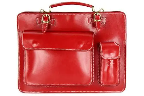 Produktbild: Belli Design Bag Verona italienische Leder Businesstasche Arbeitstasche Messenger Aktentasche Lehrertasche Laptoptasche unisex in rot - 39x29x11 cm (B x H x T)