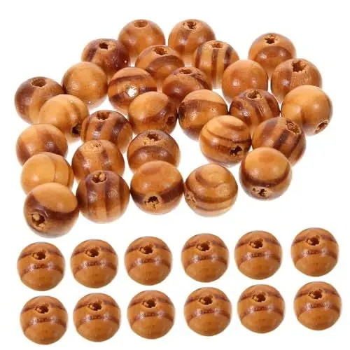 Produktbild: BELLIFFY 100 Stück Handgefertigte Armband-zubehörperlen Kaffeefarben Lose Holzperlen Runde Bastel-charms Für Die Schmuckherstellung Von Kindern