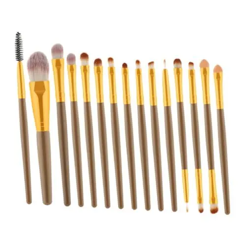 Produktbild: BELLIFFY 15-teiliges Make-up-set Mit Holzgriff Rosa-weißen Nylonborsten Kosmetik-puder-rougepinsel