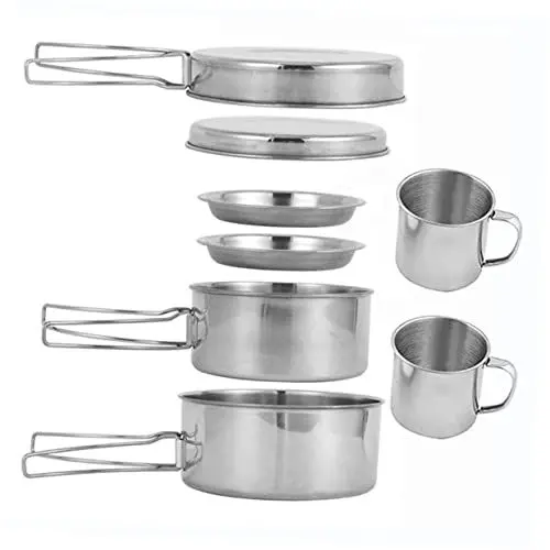 Produktbild: BELLIFFY 1 Satz Campingkochgeschirr Aus Edelstahl Outdoor Kochgeschirr Leicht Zu Reinigen Kochtopf Pfanne Für Camping