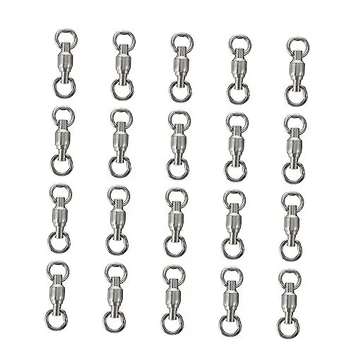 Produktbild: BELLIFFY 20St Achtstelliger Ringverbinder Angelanschluss Rollwirbel Angeln Schnappringe Kugellager Fishing Tackle anglerzubehör Fischfasskugel Drehgelenk zum Angeln Rostfreier Stahl Silver