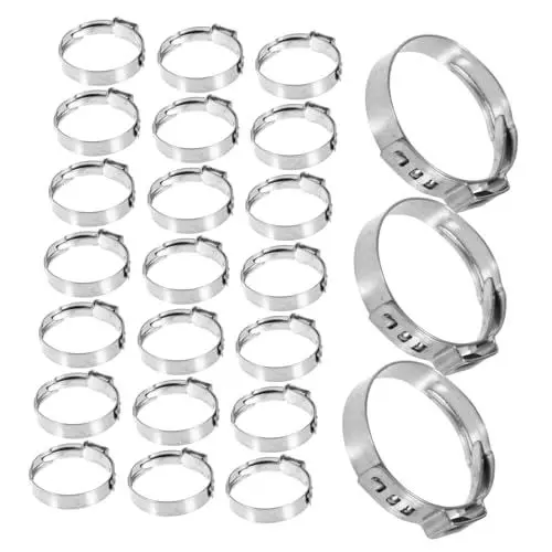 Produktbild: BELLIFFY 24St Spann klemme Pex-Schlauchclips Pex-Klemmen Cinch-Clips PEX-Crimpring Drahtklemme Werkzeug Pex Rohrklemme Pex Rohrfitting Pex-Schlauchklemme Ringklemme Rostfreier Stahl