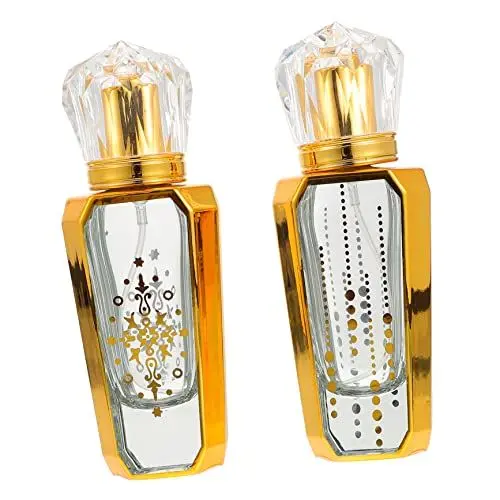 Produktbild: BELLIFFY 2St Parfümflasche Mini-Sprühflasche goldener Parfümzerstäuber leeres Parfüm Sprühlotion refillable perfume bottle travel perfume bottle Parfüm Glasflasche Parfümzerstäuber aus Glas