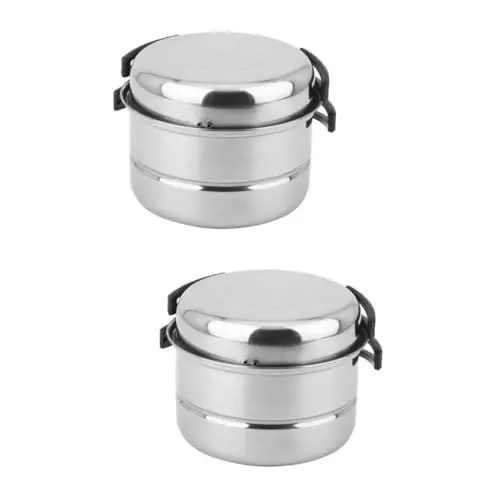 Produktbild: BELLIFFY 2 Sets 3 Stück Edelstahl Kochgeschirr Camping Topf Camping Kochgeschirr Camping Kochutensilien Camping Pfanne Camping Kochherd Tragbarer Herd Outdoor Kocher Edelstahl