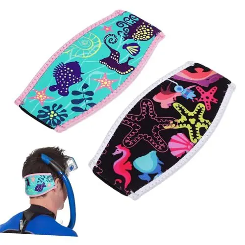 Produktbild: BELLIFFY 2 Stück Neopren Maskenband Abdeckungen Mit Dekorativem Druck Bequeme Und rutschfeste Riemenabdeckungen Für Tauch Und Schnorchelmasken Wassersportzubehör