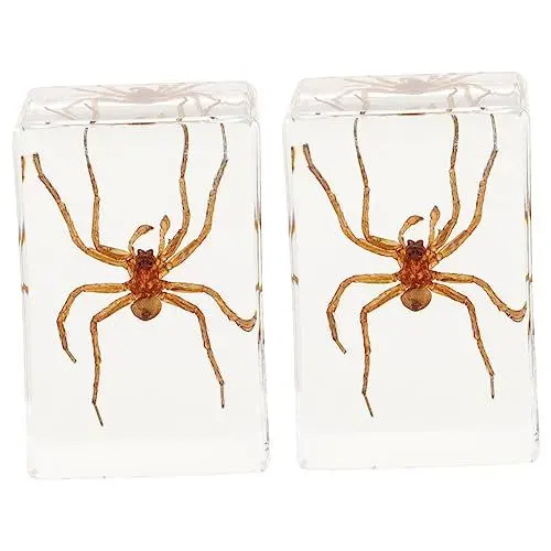 Produktbild: BELLIFFY 2 Stück Verzierungen Spinnenproben Steine Spinnenmodell Sammlung Für Den Schreibtisch Zuhause Tischdekoration Desktop Ornament Geformtes Desktop Dekore Harz