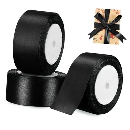 Produktbild: BELLIFFY Geschenkband Aus Polyester Breites Band Für Basteln Einfarbiges Band Zum Verzieren 3 Rollen Bänder Für Hochzeitsdeko Und Partys