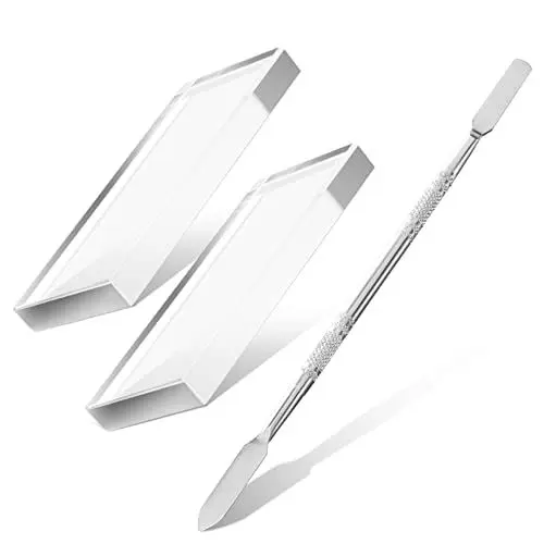 Produktbild: BELLIFFY Nailart-palette-set 2 Glasmischbretter Nagelhautschieber Aus Edelstahl Für Nagellack-make-up