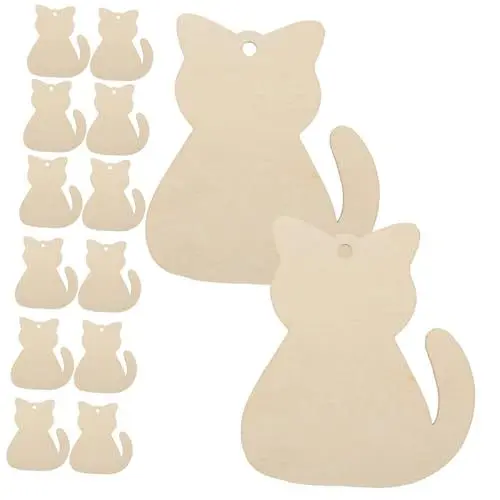 Produktbild: BELLIFFY Kratzpads Für Katzen 40st Katzenholzspäne Ausschnitte Weihnachtskatzenverzierung Zum Thema Katze Katzenschmuck Bastelholz Katzen Diy Holzdekoration Holzscheiben Basteln Diy-graffiti-