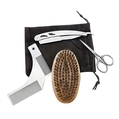 Produktbild: BELLIFFY Bart- Und Pflegeset 4-teiliges Set Mit Schere Kamm Und Bürste Zum Stylen
