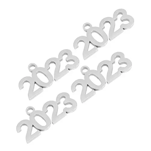 Produktbild: BELLIFFY 4 Stück 2023 2023 Digitaler Schmuck 2022 Zauber Mini-zubehör 2022 Charms Für Ornamente Mini-dekor Bulk-armbänder Charms Für Die Herstellung Von Armbändern Silver Rostfreier Stahl