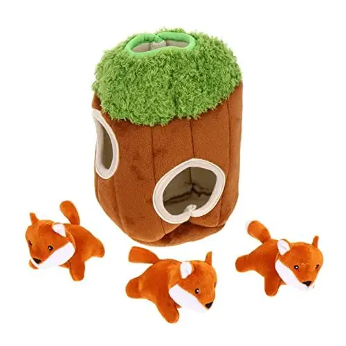 Produktbild: BELLIFFY Gesundes Hundespielzeug 4er-Pack quietschendes Versteckspiel-Hundespielzeug aus Plüsch Tierformen für intelligentes Training von Haustieren