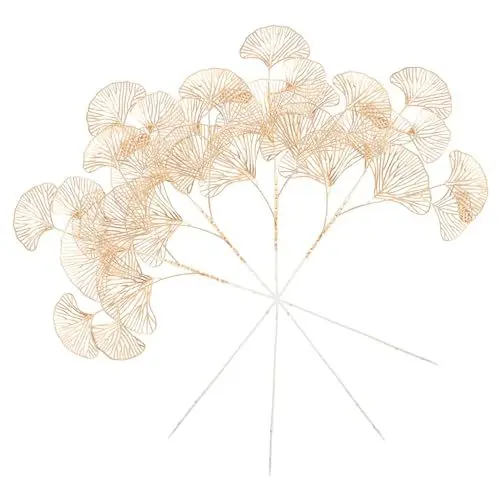 Produktbild: BELLIFFY 4 Stück Künstliche Ginkgo-zweige Blätter Echt Anfühlende Kunst-Ginkgo-Pflanzen Für Blumenarrangements