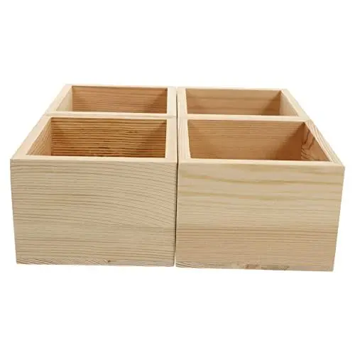Produktbild: BELLIFFY 4 Stücke Boxen Kleine Holzkiste Ohne Deckel Schubladen-schmuck-organizer Mini-dekor Schmuckaufbewahrungshalter Retro-aufbewahrungskoffer Schmuck Organizer Klar Hölzern