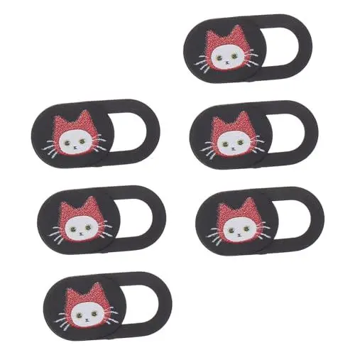 Produktbild: BELLIFFY 6stücke Frontkamera-Abdeckung Katzenmuster Für Laptop Tablet Handy Webcam Blocker Ultradünn Einfach Öffnen Schließen Privatsphäre Schutz Fingerbedienung Kameraabdeckung Slide