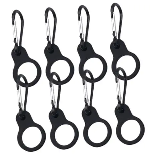 Produktbild: BELLIFFY 8St Wasserkocher-Aufhänger Flaschenring zum Klettern Flaschenschnalle zum Klettern flaschenregal Trinkflaschenhalter Wasserflasche Flaschenträger Wanderflaschenhaken Metall Black