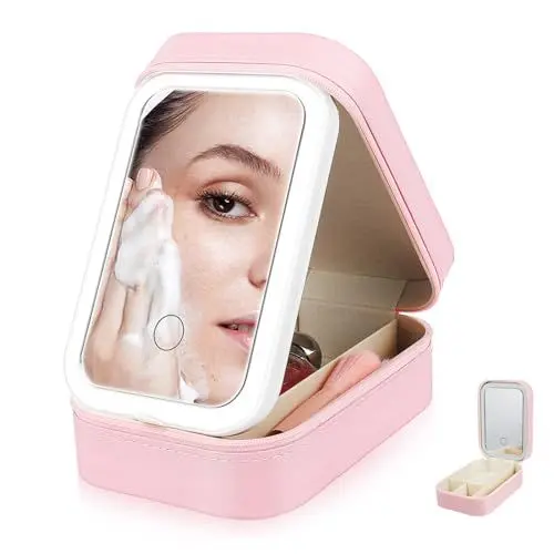 Produktbild: BELLIFFY Kleiner Make-up-Organizer mit Spiegel und -Beleuchtung Make-up-Tasche Reise-Beauty-case