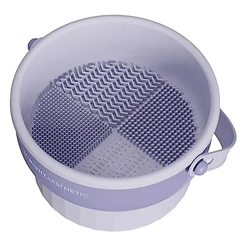 Produktbild: BELLIFFY Bürstenwaschwerkzeug Make-up-Pinselschrubber Make-up-Pinselreiniger pinselreinigungsbox make up brush cleaner Bürstenreinigungswerkzeug Reinigungspad für Make-up-Pinsel pp Violett