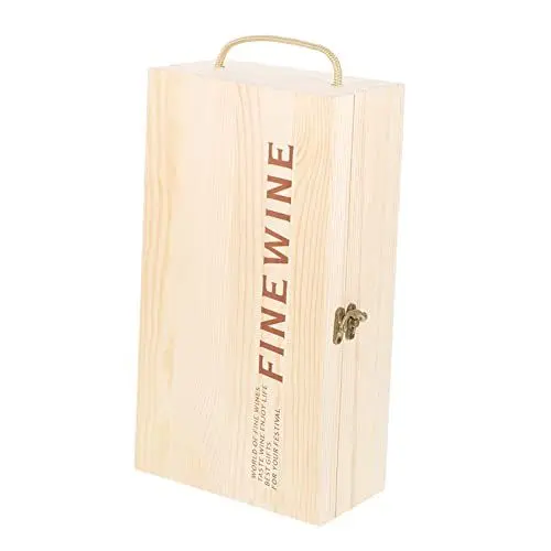 Produktbild: BELLIFFY Kasten Weinkiste Aus Holz Geschenkboxen Mit Deckel Für Vorhandener Verpackungskoffer Weinverpackung Weinträger Handhaben Dekorative Weinkiste Flaschenaufbewahrung Kiefer
