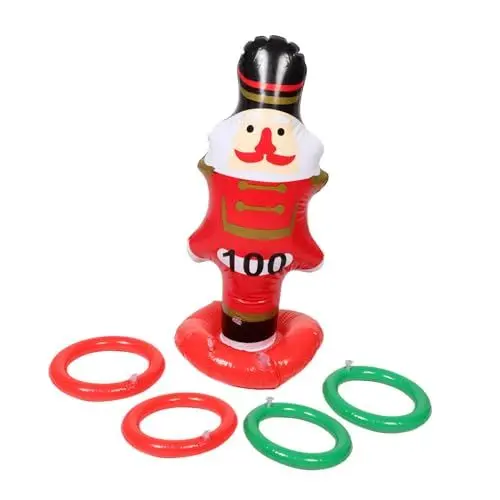 Produktbild: BELLIFFY Ring Spielzeug Aufblasbare Weihnachtsspiele Strandspielzeug Für Weihnachten Neujahrs-wurfspielzeug Für Draußen Nussknacker Weihnachten Weihnachtsbaum-eisbahn-wurfspiel PVC