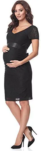 Produktbild: Bellivalini Damen Umstandskleid Kurze Ärmel Schwangerschaftskleid BLV50-108 (Schwarz, XXL)