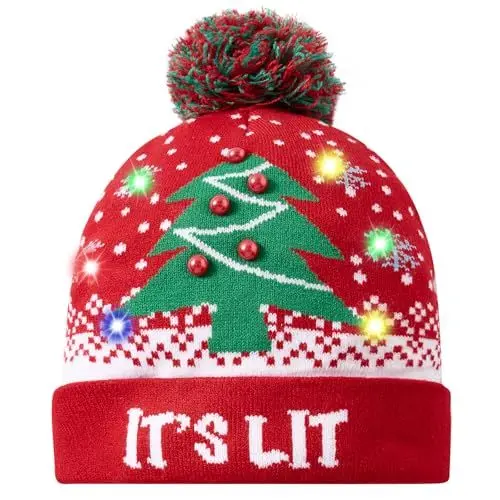 Produktbild: Belovecol Weihnachtsmütze LED Mütze Strickmützen Party Beleuchtung Lustige Warme Neuheit Unisex Weihnachtsmütze