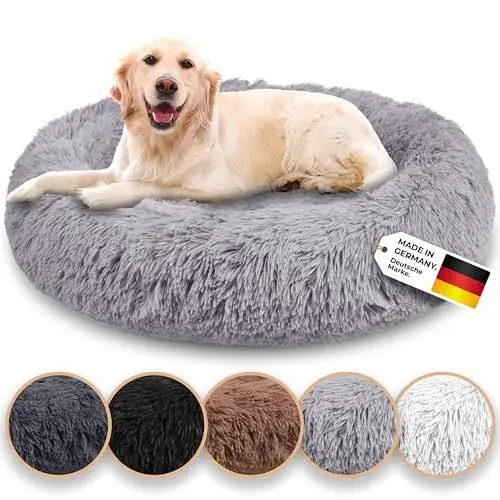 Produktbild: Belune® Hundebett (mit waschbarem Bezug) - Das Original - (S, 70cm, Hellgrau) Hundekorb, Katzenbett, Hundekörbchen, Dog Bed, Flauschiges Hundebett für große, mittelgroße & kleine Hunde