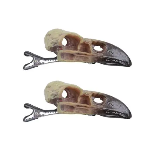Produktbild: Belupai 2 Stück Halloween Rabenschädel Haarspange, Totenkopf Haarspange Gothic Kopfbedeckung, Rabenschädel Haarspange, Gothic Totenkopf Haarspangen Requisiten Fake Bone Dekor für