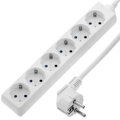 Produktbild: BeMatik - Steckdosenleiste 6 Schuko 16A 230V weiß mit 3m Kabel