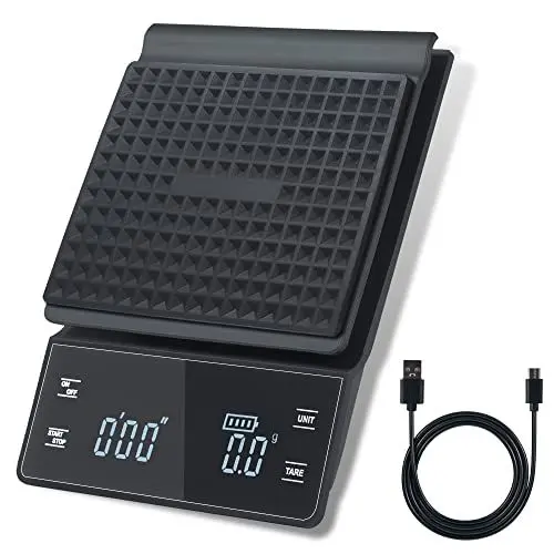 Produktbild: bemece USB Wiederaufladbare Digital kaffeewaage, Kaffeewaage mit Timer, Multifunktionale Küchenwaage Lebensmittelwaage mit LED-Anzeige