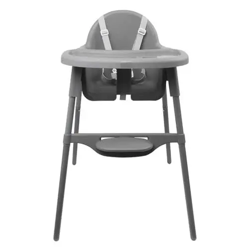 Produktbild: Bemesu Hochstuhl Baby, Hochstuhl Kinder Mit Tablett, Höhenverstellbarer Kinderhochstuhl 5-Punkt-Gurt, Kinderstuhl für 6 Monate bis 3 Jahre (max. 15 kg), Grau