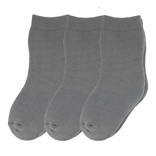 Produktbild: Bemesu Babysocken Kinder Baumwollsocken Lange Krabbelsocken Weiche Heimsocken Vollfrottee Baumwollsocken 3 Paar grau (XL,4-5 Jahre, 14cm)