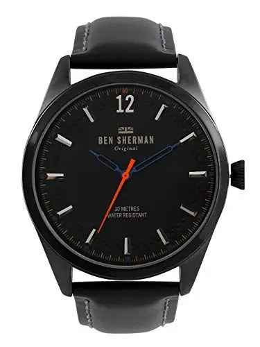Produktbild: Ben Sherman Herren Datum klassisch Quarz Uhr mit Leder Armband WB019BB