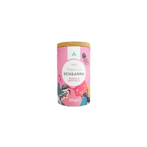 Produktbild: Ben & Anna - Premium Badesalz Rose für Muskelentspannungsbad mit Meersalz – Perfekter Badezusatz - Feuchtigkeitsspendend und Hautreinigend mit beruhigender Wirkung (300g (1er Pack), Rose)