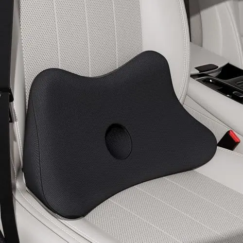 Produktbild: Benazcap Autositzkissen – Ergonomisches Lendenwirbelstützkissen – Memory-Schaum-Autositzpolster – Steißbein Entlastung – Autositzkissen zum Fahren – Auto Lordosenstütze Kissen für Fahrer