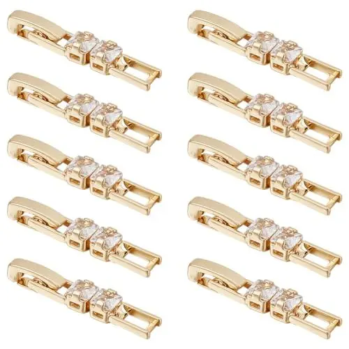 Produktbild: BENECREAT 10 Stück 18K Echtgold Plattierte Messing Strass Faltverschluss, Goldfarbener Uhrenarmbänder Faltverschluss Mit Zirkonia Zum Herstellen von Armbändern Und Halsketten