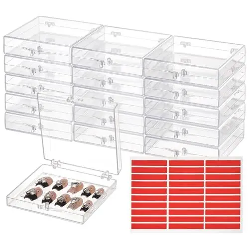 Produktbild: BENECREAT 20 Stück Aufdrück Nagelboxen Transparente Aufbewahrungsboxen Für Künstliche Nageldisplays Mit 60 Stück Doppelseitigem Klebeband Für Nagelverpackung Kunstsalon Maniküre Handwerk