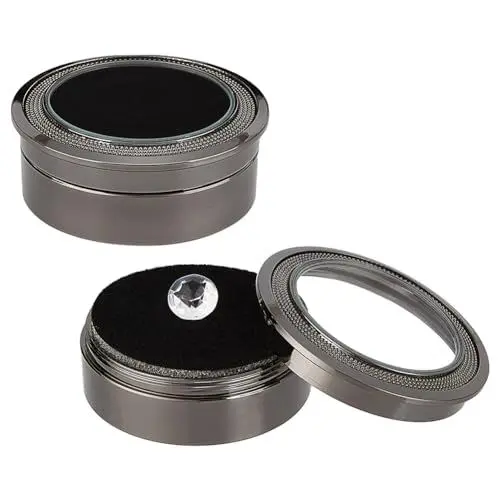 Produktbild: BENECREAT 2 Stück Schmuck-Geschenkboxen Aus Rotgusslegierung Mit Samtkissen Und Klarem Glasfenster, 4x1.75 cm Große Edelstein-Präsentationsbox Zur Aufbewahrung von Großem Edelsteinschmuck