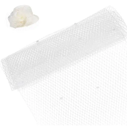 Produktbild: BENECREAT 2 m/2.18 Yards Vogelkäfigschleier-Netzstoff, 45 cm Breit Russische Millinery Netting Organza Tüll Stoff Weiß Net Mesh Hut Schleier Für Hochzeit, Kleiderdekoration